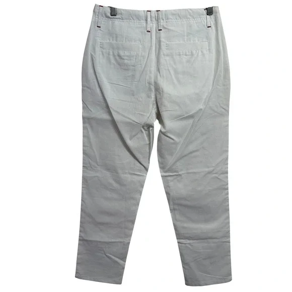 Chouyatou Linen Blend Pants Womens Small White Drawstring Coastal Chino - Picture 3 of 6